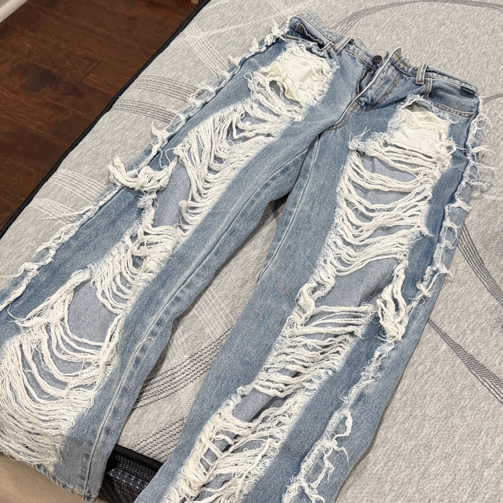 Cello Distressed Light Blue Boyfriend Jeans